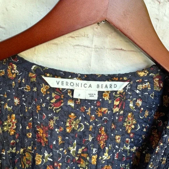 Veronica Beard Shireen Pleated Floral Midi-Dress Ink color Size 2 NWOT Romantic - Picture 8 of 15